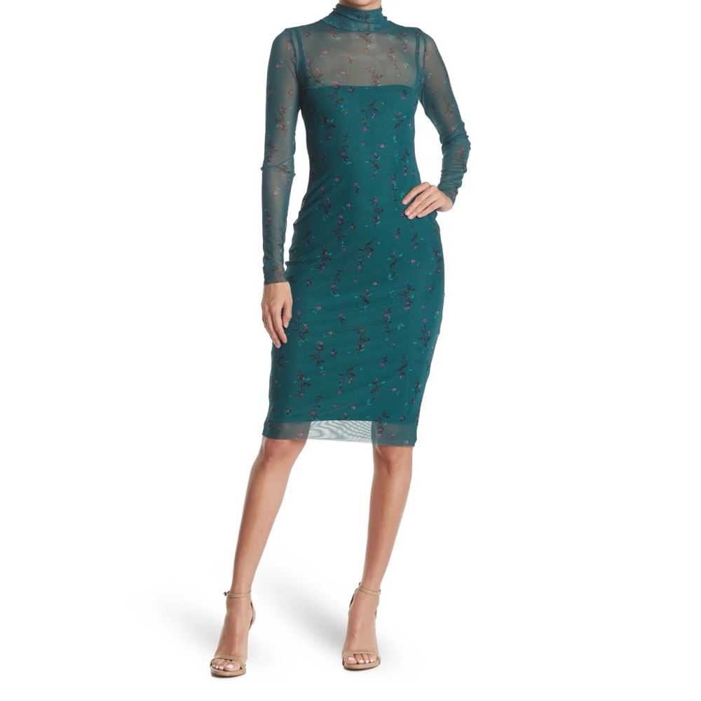 AFRM Helga Dress in Green Rose Garden